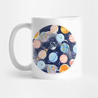 Planets | Watercolor | Navy Texture Mug